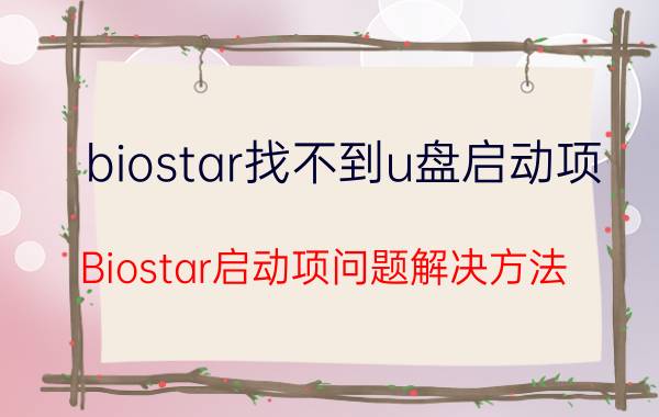 biostar找不到u盘启动项 Biostar启动项问题解决方法